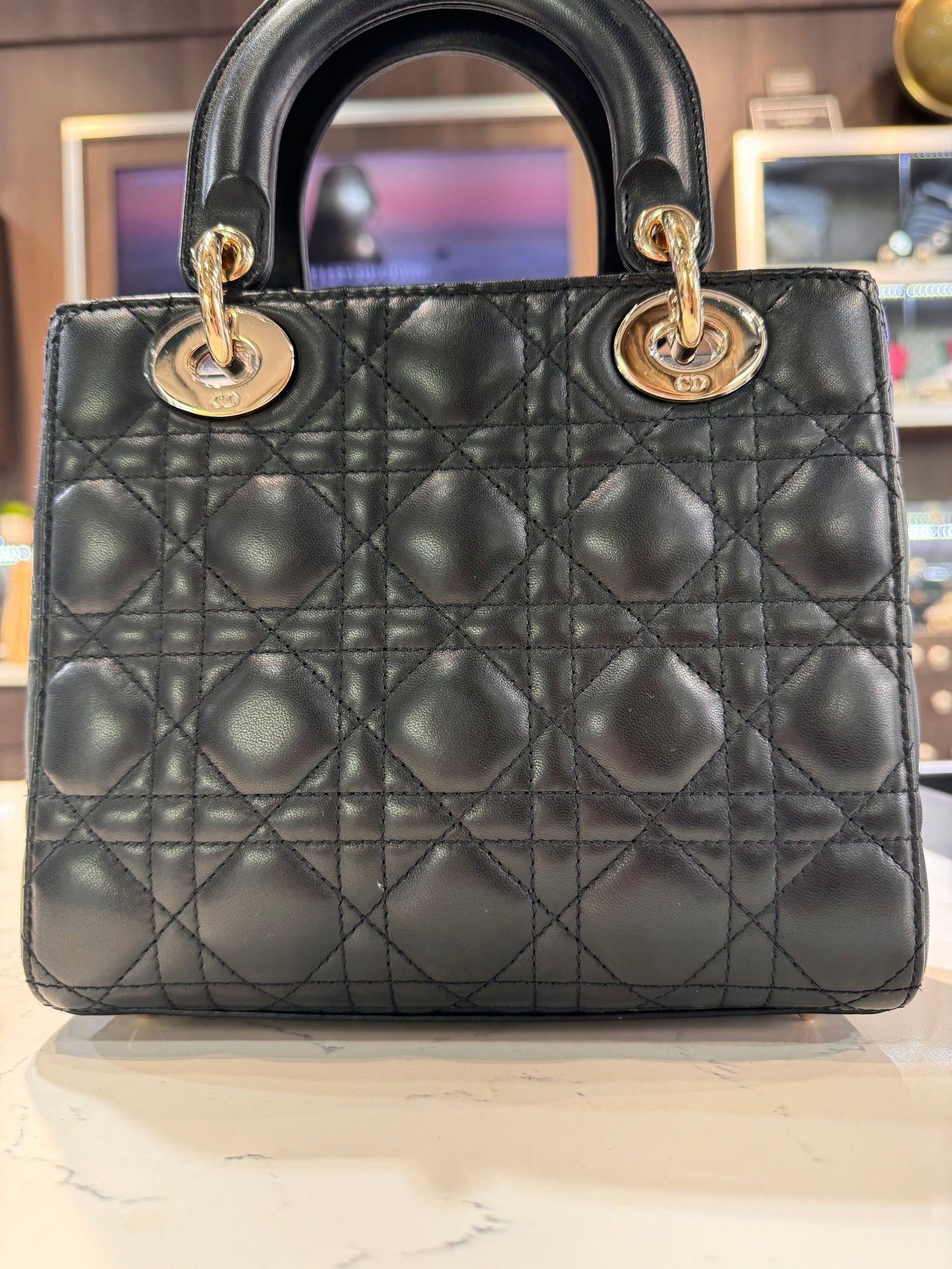 Christian Dior Small Lady Black Cannage Lambskin