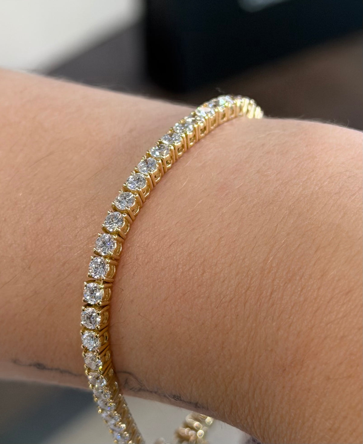 Tennis Bracelet 5.01ct Lab 14k Yellow Gold