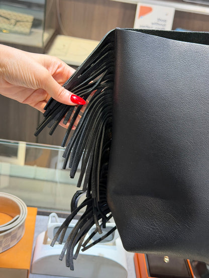 Pre-Owned YSL Black Large Fringe Shopping Tote