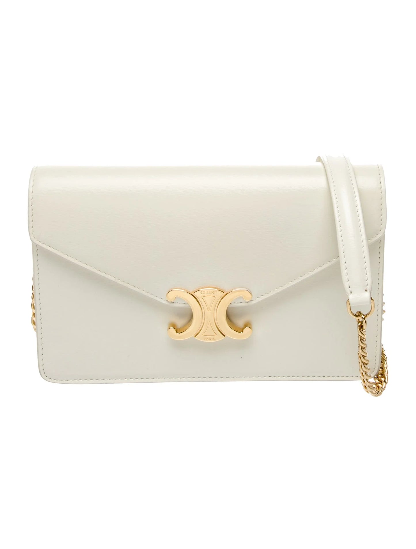 Pre-Owned Wallet On Chain Margo In Shiny Calfskin Gold Hardware