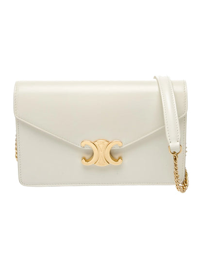 Pre-Owned Wallet On Chain Margo In Shiny Calfskin Gold Hardware