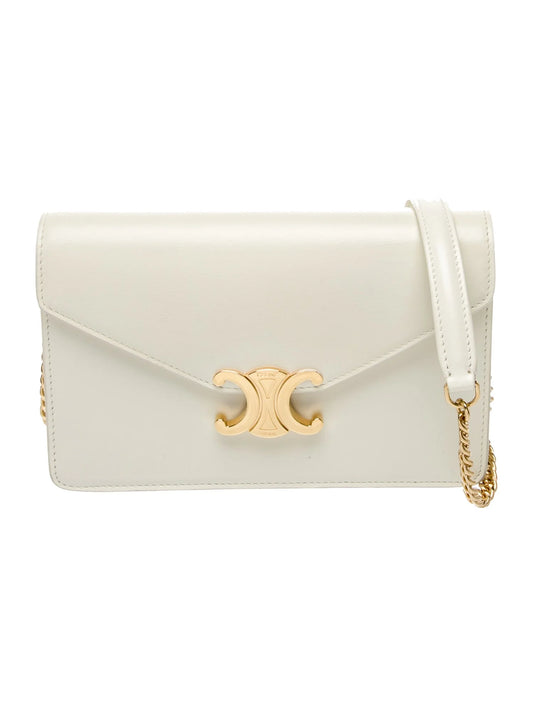 Pre-Owned Wallet On Chain Margo In Shiny Calfskin Gold Hardware