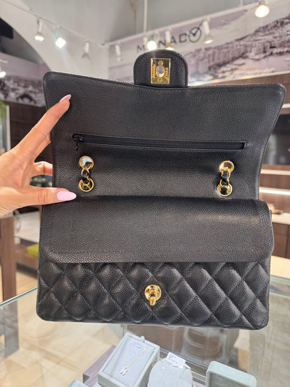Chanel Black Caviar Medium Classic Flap Gold Hardware