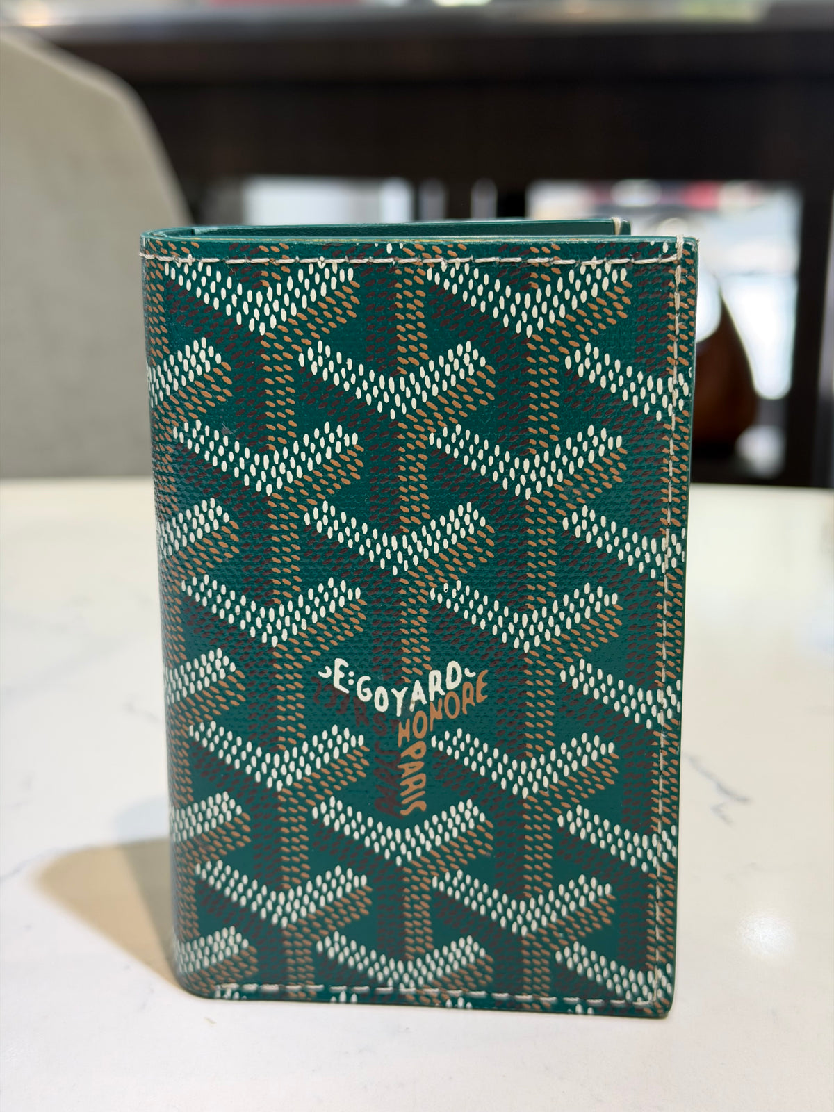 Pre-Owned Goyardine Saint Pierre Green Card Holder