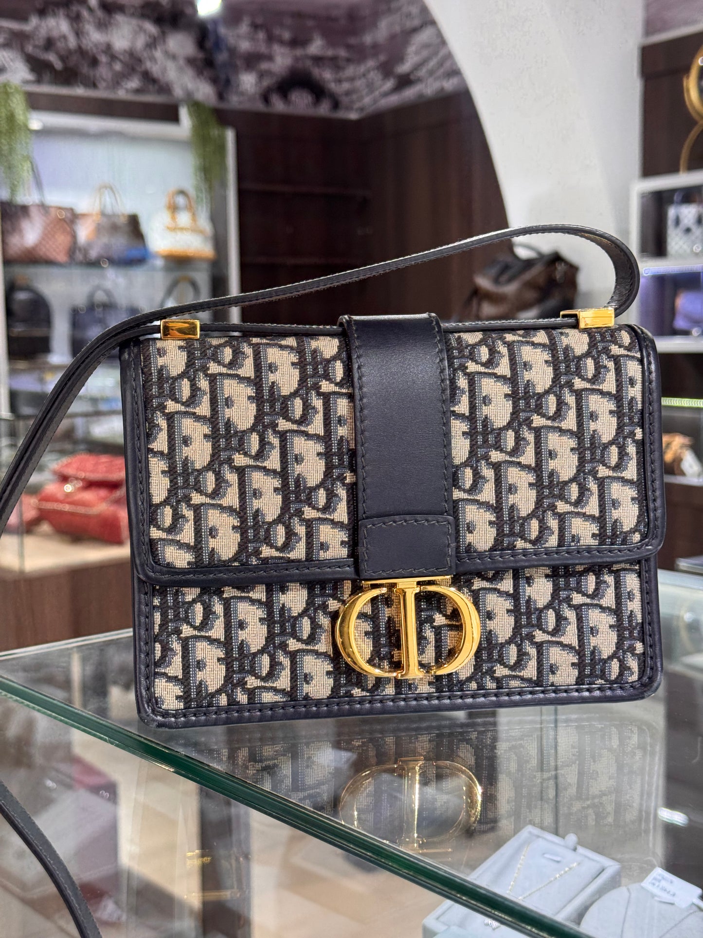 Christian Dior 30 Montaigne Blue Dior Oblique Bag