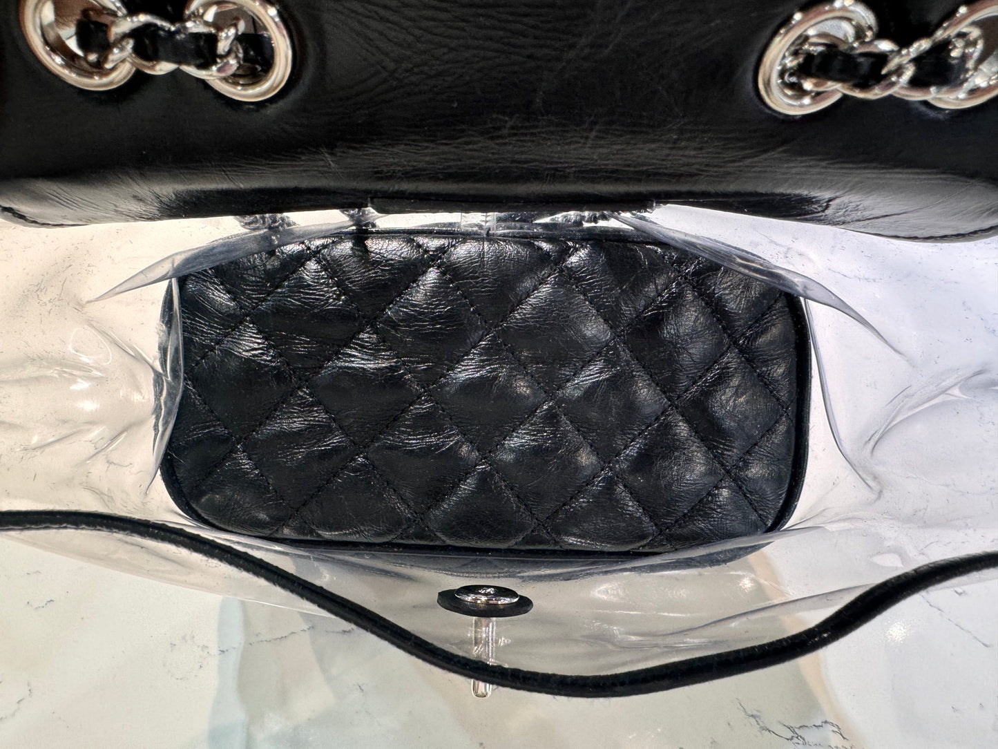 Chanel Black Calfskin PVC Vanity Bag