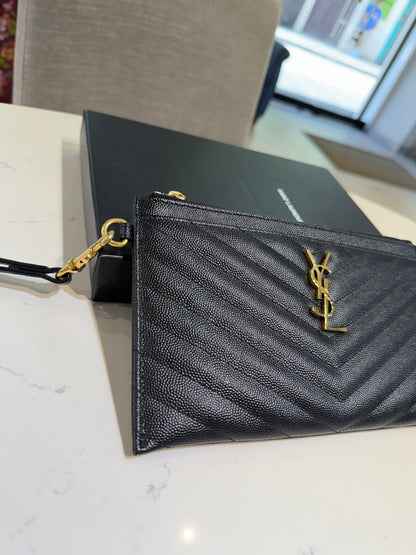 Pre-Owned YSL Cassandre Pouch In Grain de Poudre Leather