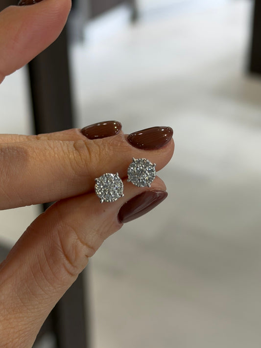Brand New Diamond Illusion Earrings 14k White Gold Natural Dia 0.53 cdt