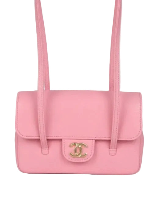 Unworn CC Mini Preppy Coco Flap with Straps Pink Shiny Caviar Brushed Gold Hardware