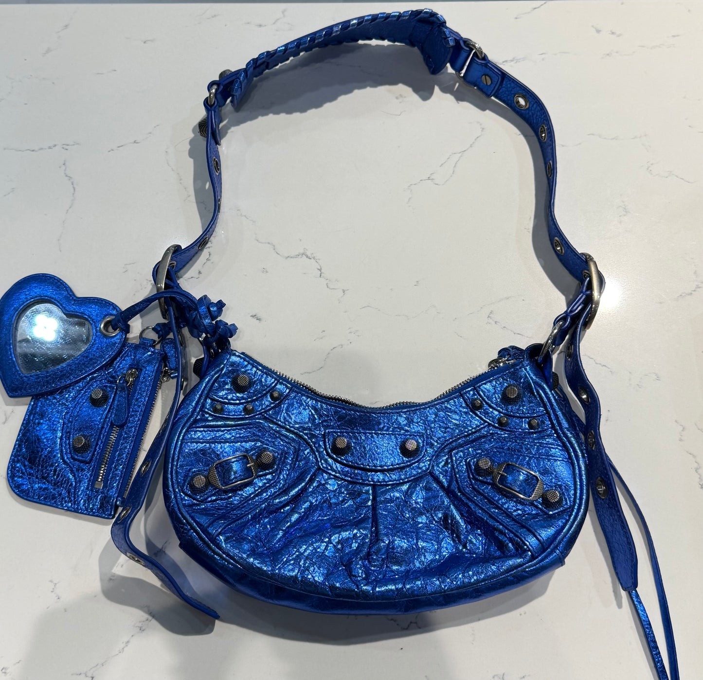 Balenciaga Le Cagole XS Blue Metallic