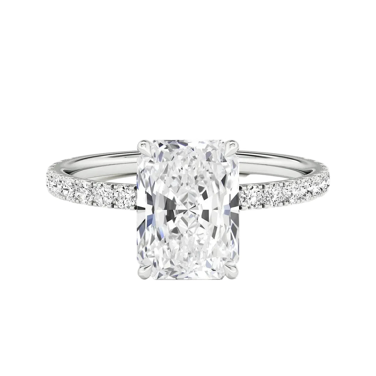 3.10 ct Radiant Lab 14k White Gold Engagement Ring