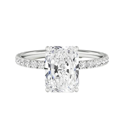 3.10 ct Radiant Lab 14k White Gold Engagement Ring