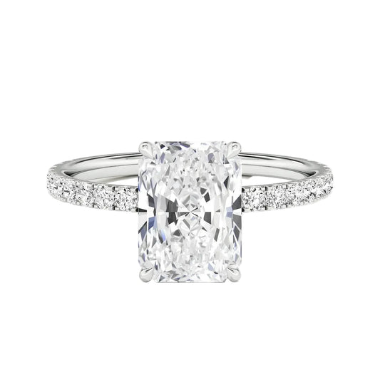 3.10 ct Radiant Lab 14k White Gold Engagement Ring