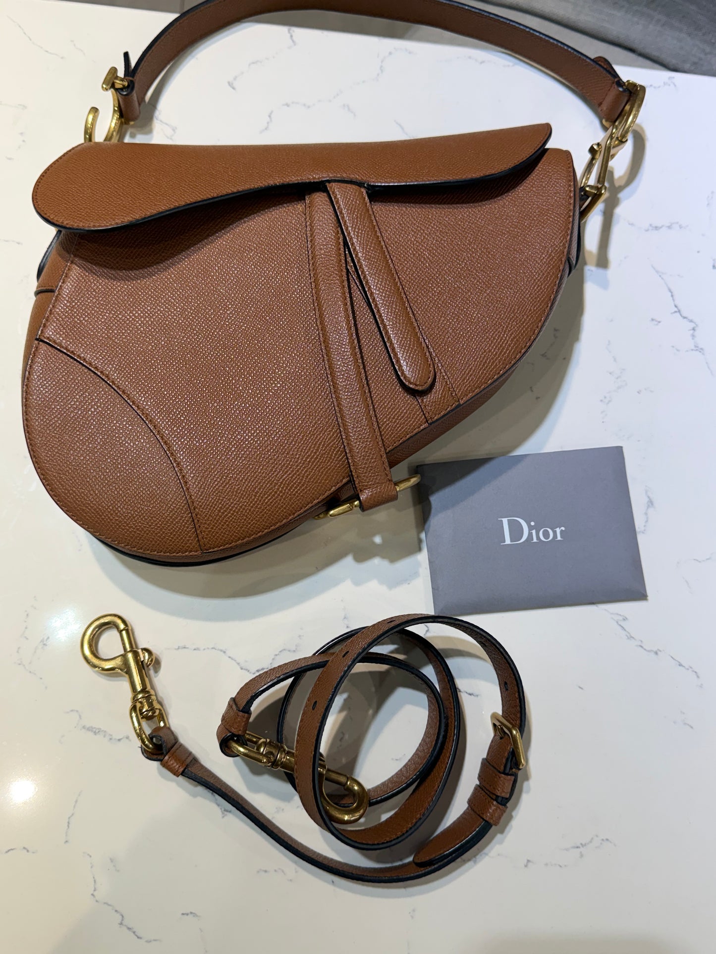 Pre-Owned CD Saddle Bag with Strap Golden Saddle