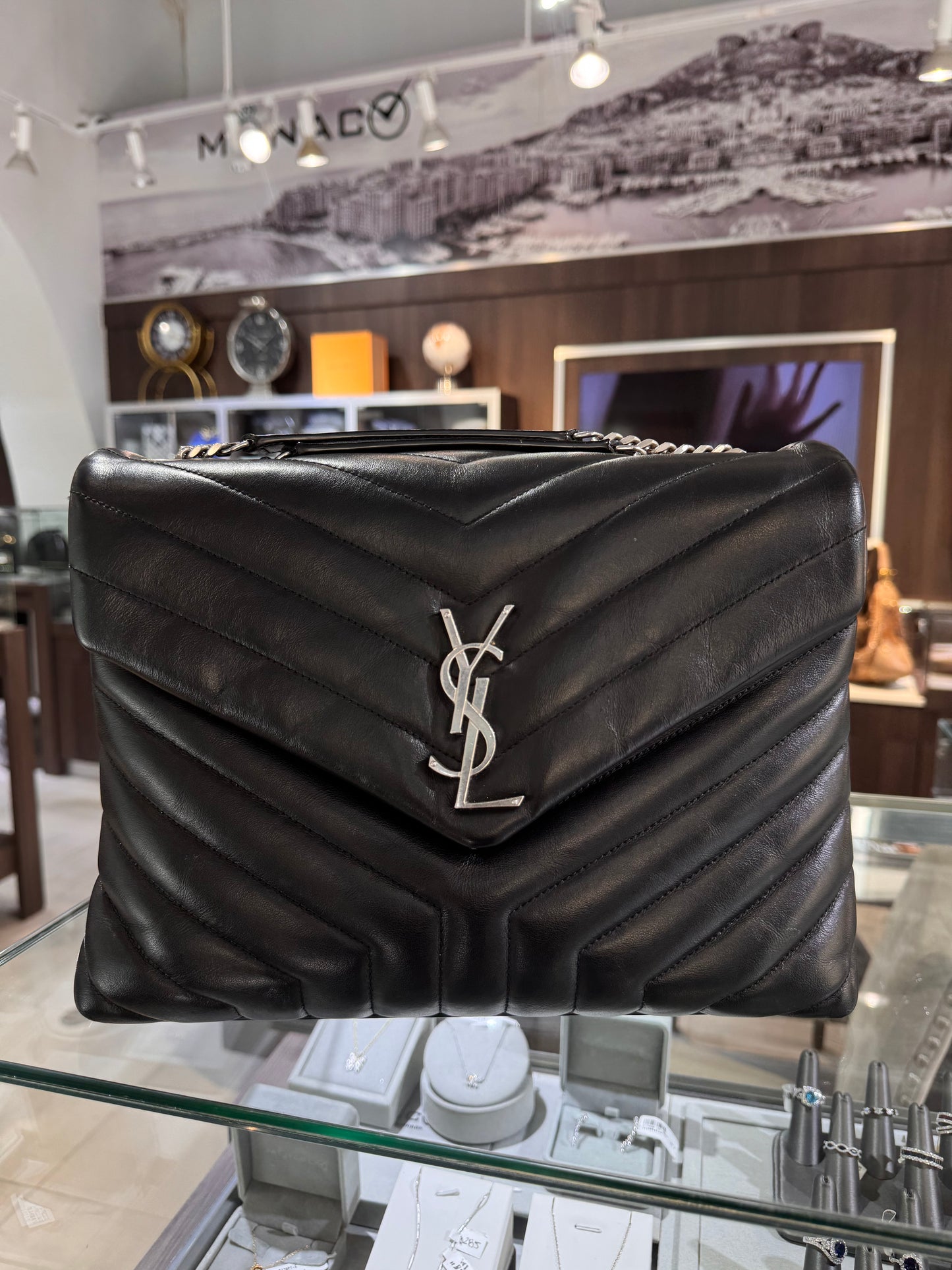 Saint Laurent Medium Loulou Black Silver Hardware