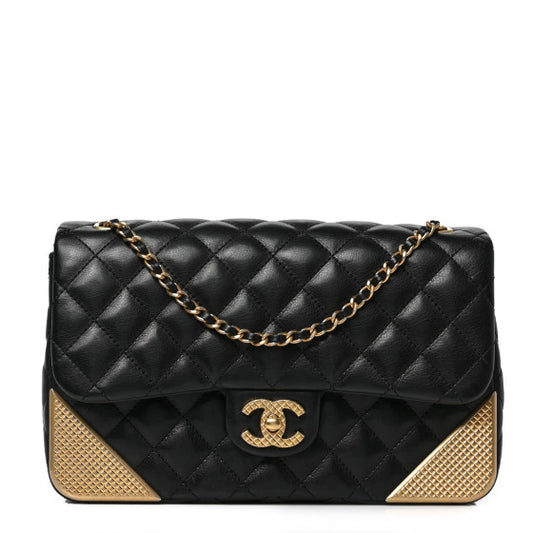 Chanel Calfskin Quilted Rock The Corner Flap Black