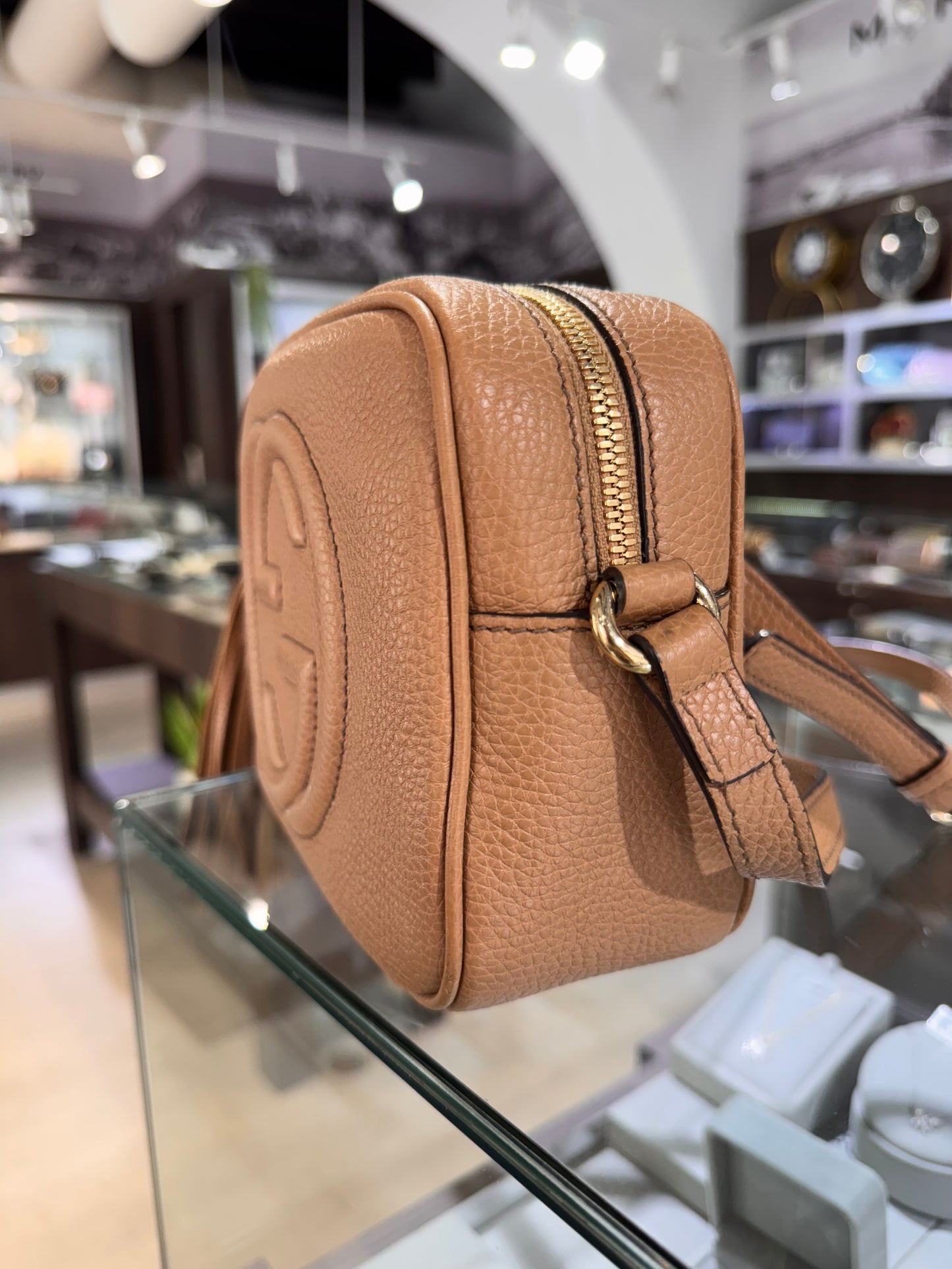 Gucci Small Soho Crossbody Camelia Bag