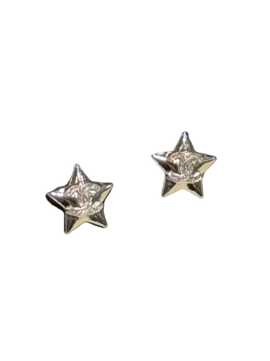 Unworn Crystal CC Star Earrings Gold