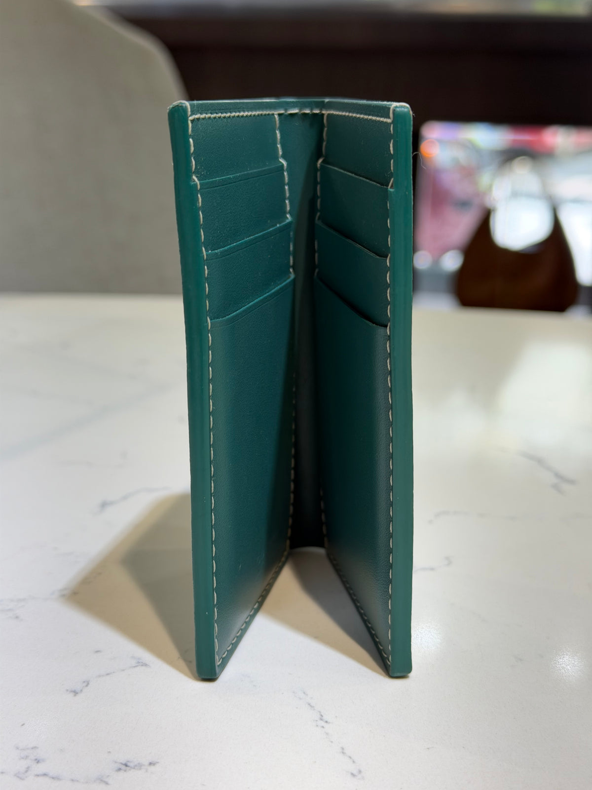 Pre-Owned Goyardine Saint Pierre Green Card Holder