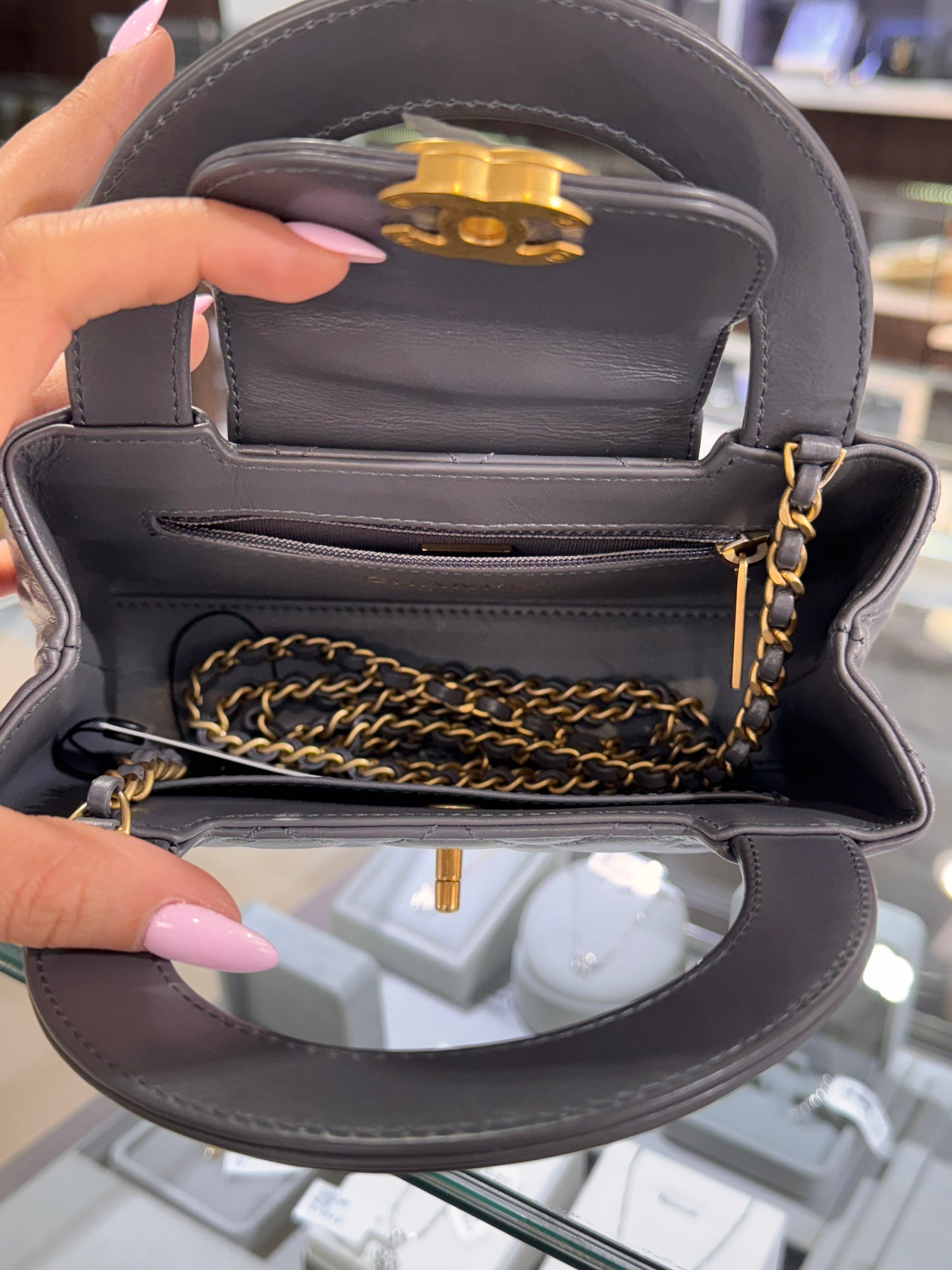 Chanel Nano Kelly Grey Calfskin