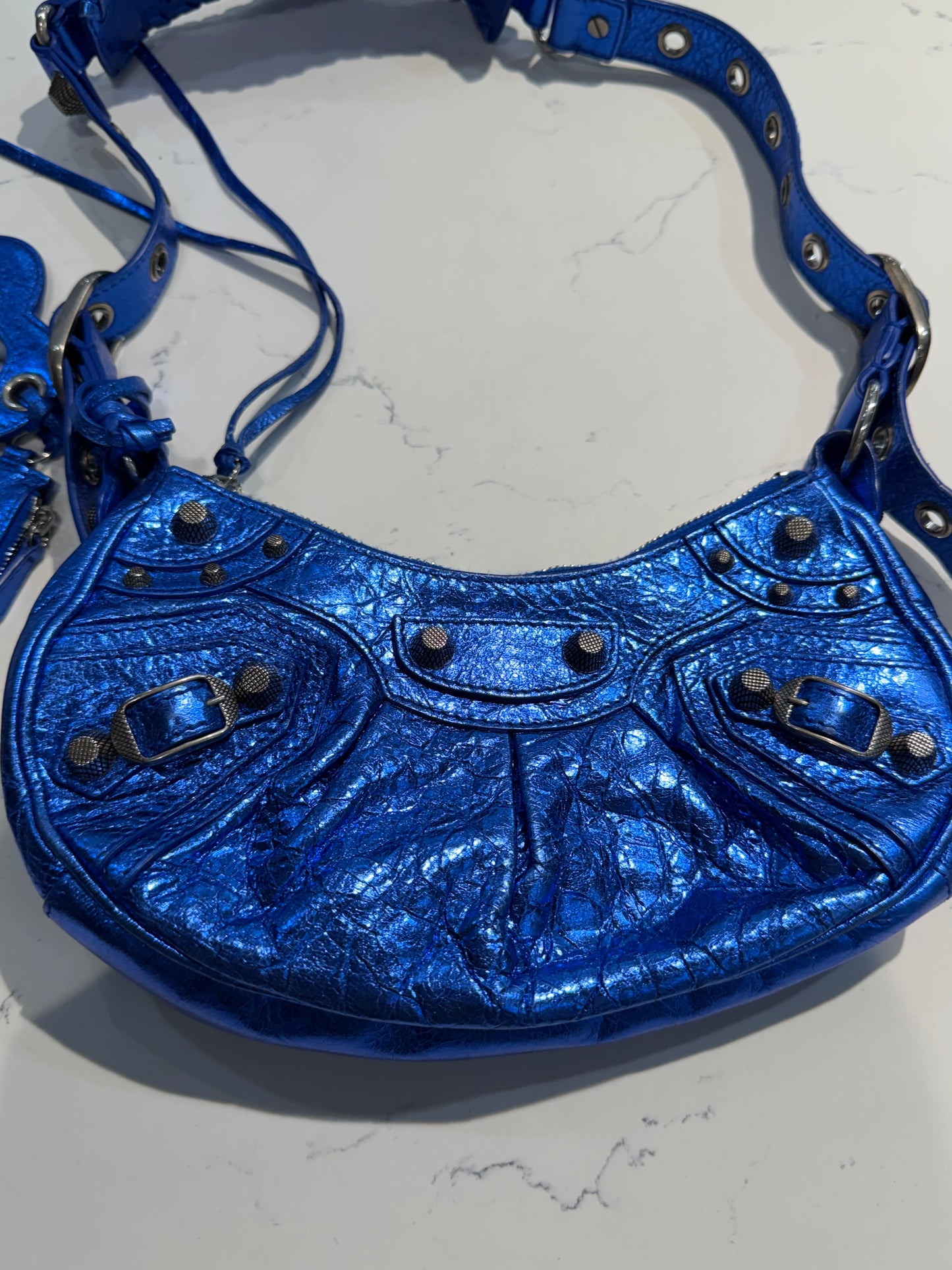 Balenciaga Le Cagole XS Blue Metallic