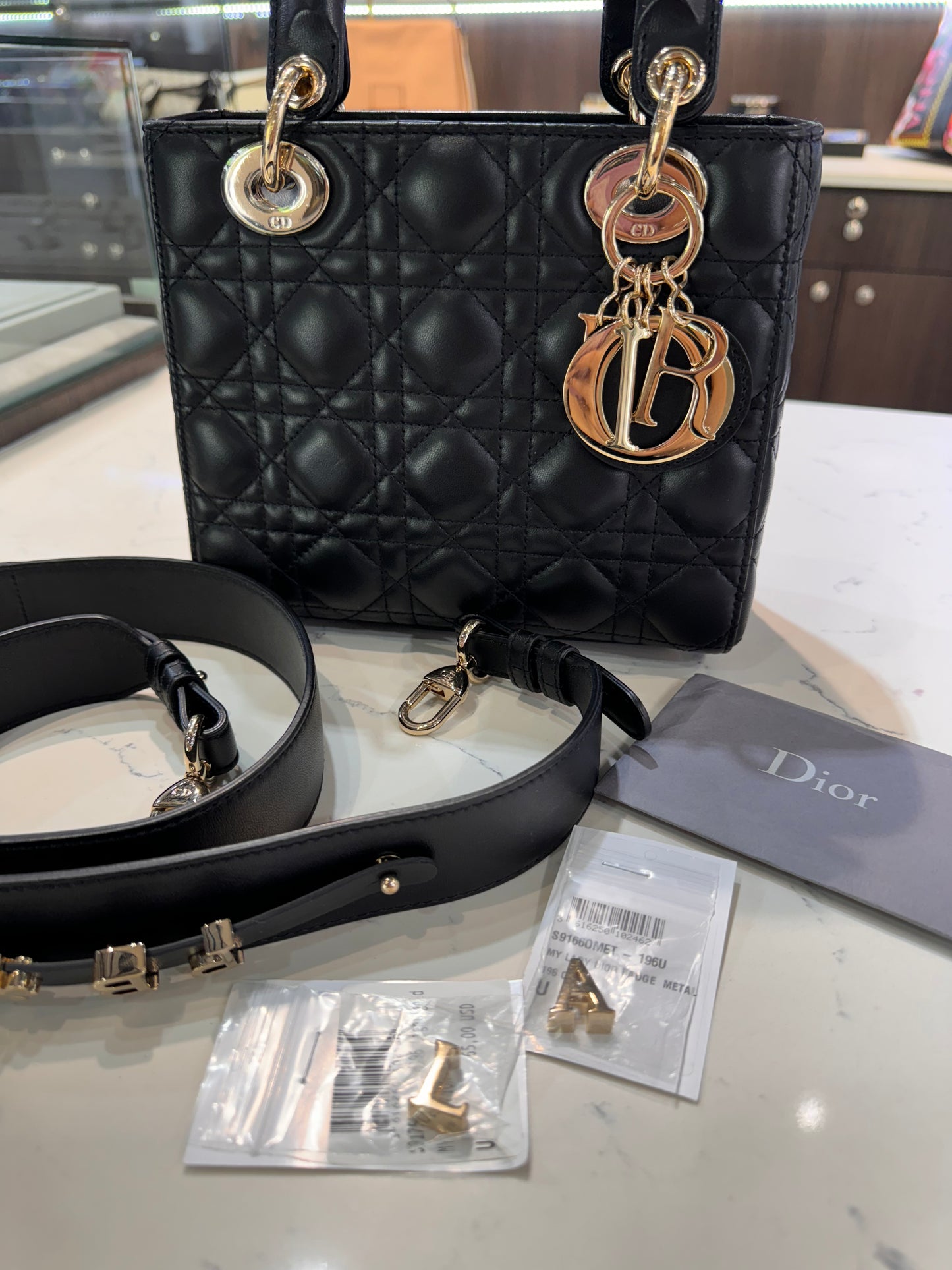 Christian Dior Small Lady Black Cannage Lambskin