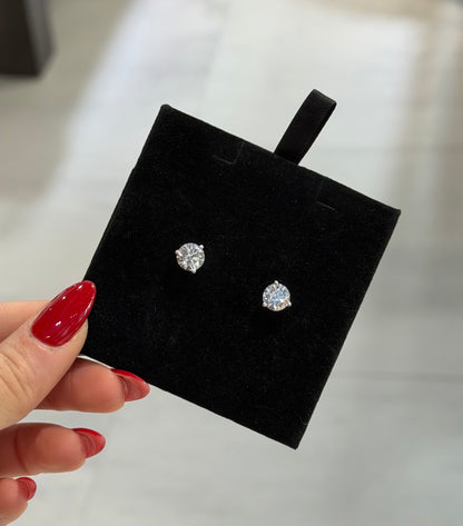 3.03ct Round Lab Diamond Studs 14k White Gold