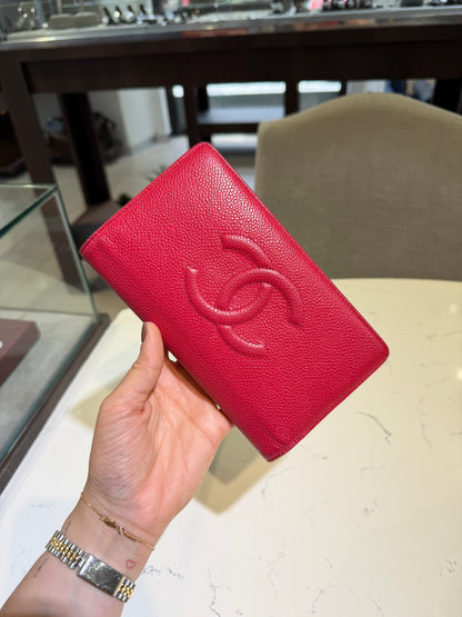 Pre-Owned CC Red Caviar Timeless Long Wallet