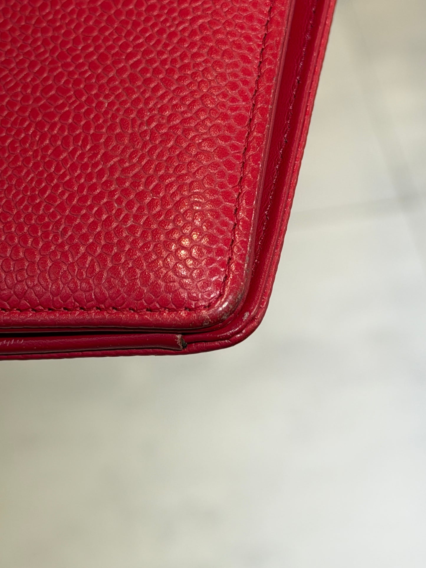 Pre-Owned CC Red Caviar Timeless Long Wallet