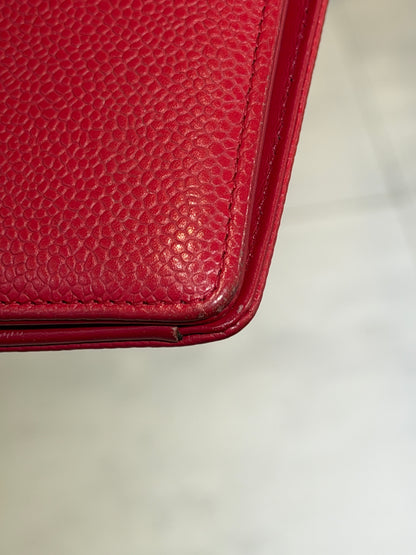 Pre-Owned CC Red Caviar Timeless Long Wallet