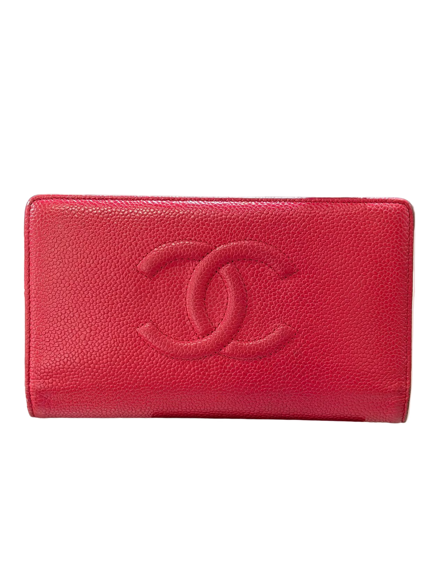 Pre-Owned CC Red Caviar Timeless Long Wallet
