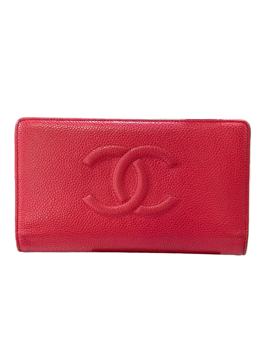 Pre-Owned CC Red Caviar Timeless Long Wallet
