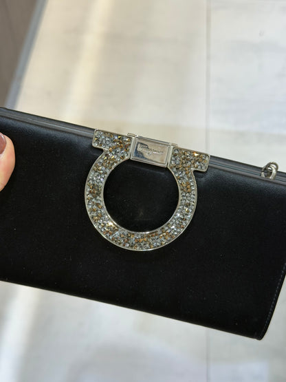 Pre-Owned Salvatore Ferragamo Black Satin Clutch