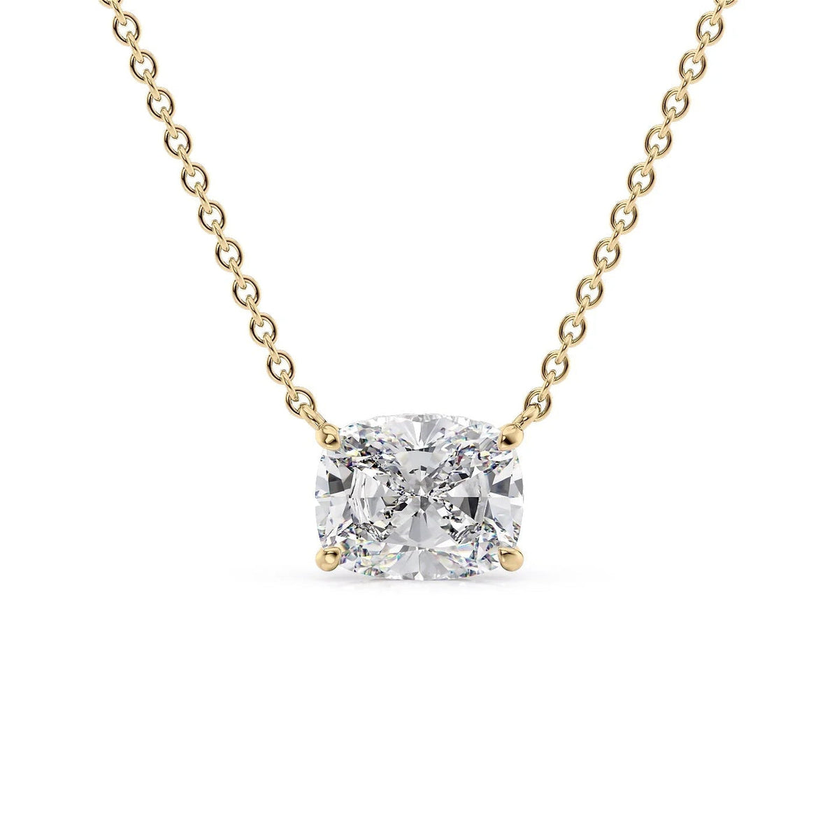 2.08ct Cushion Lab 14k Yellow Gold Necklace