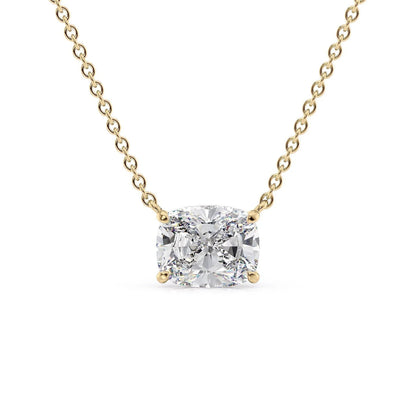 2.08ct Cushion Lab 14k Yellow Gold Necklace