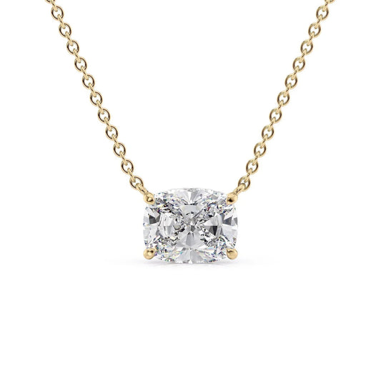 2.08ct Cushion Lab 14k Yellow Gold Necklace