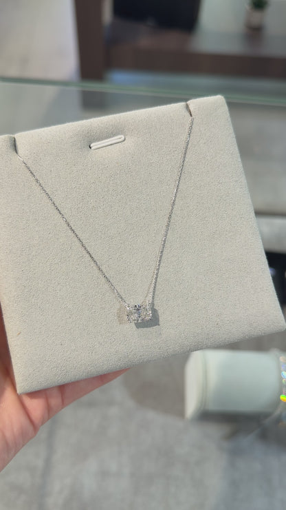 2.01ct Cushion Lab 14k White Gold Necklace